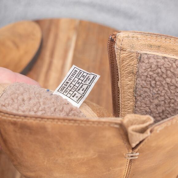 UGG Joely Chestnut Shearling Waterproof Wedge Boots Womens Size 9 - Picture 8 of 9